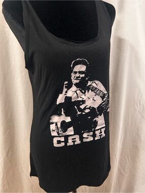 Black 'Cash' Graphic Tank Top - Johnny Cash Print